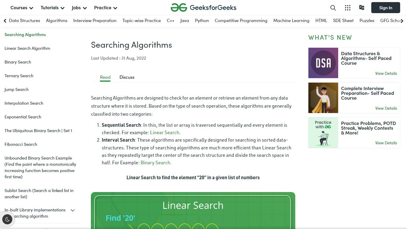Searching Algorithms - GeeksforGeeks